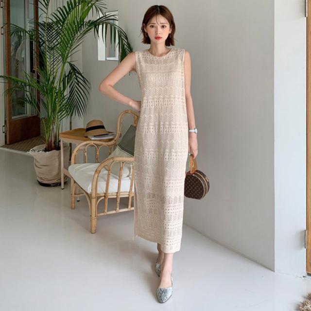 pinue メッシュリブニットワンピース　S ピヌエ】メッシュニットワンピース pinue ワンピース メッシュニット