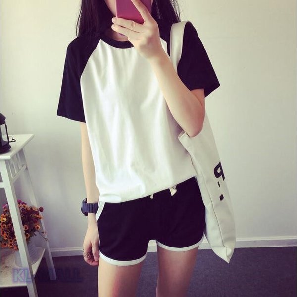 レディース 上下セット セットアップ Kl ショートパンツ ポケットなし パンツ ｔシャツ 半袖カットソー スポーツ 短パン バイカラー 運の通販はau Pay マーケット 佐々木店舗