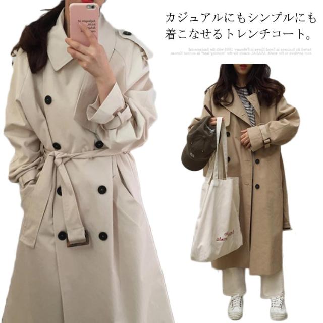 トレンチコート スプリングコート レディース ロング丈 アウター
