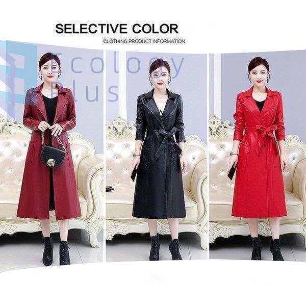 羊革 レディース スプリングコート ライトアウター 体型カバー トレンチコート ロング アウターコート スーツに合う アウター 入学式 卒業式