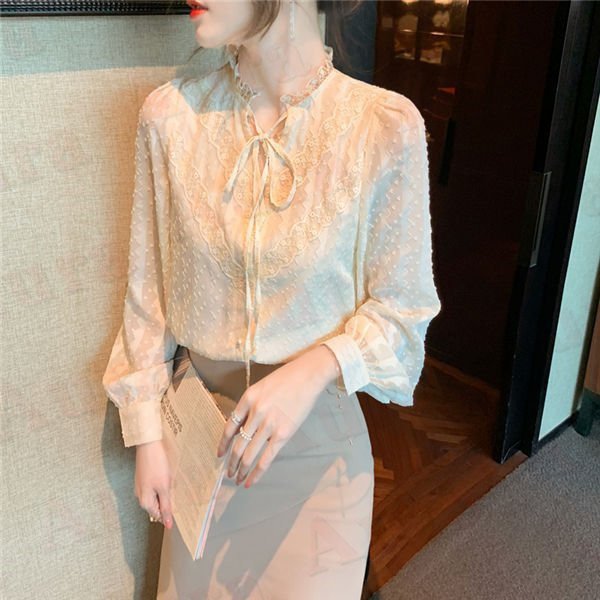 ブラウス レディース シフォンブラウス ブラウス 長袖 シャツブラウス 女性 ブラウス リボン 秋物 レディース 秋服 新作 取り寄せの通販は