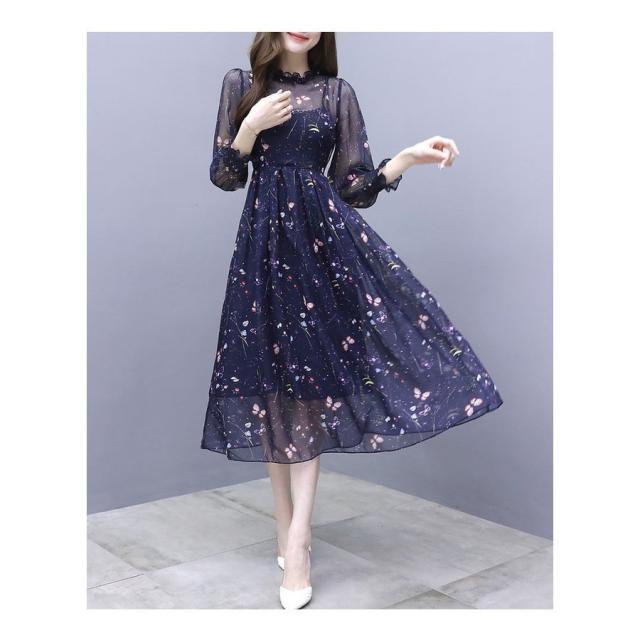 ワンピース とろみ 着痩せ ワンピ 7分袖 シフォン ミモレ M-4XL Amazon.co.jp: [Chubikime] ワンピース レディース 春
