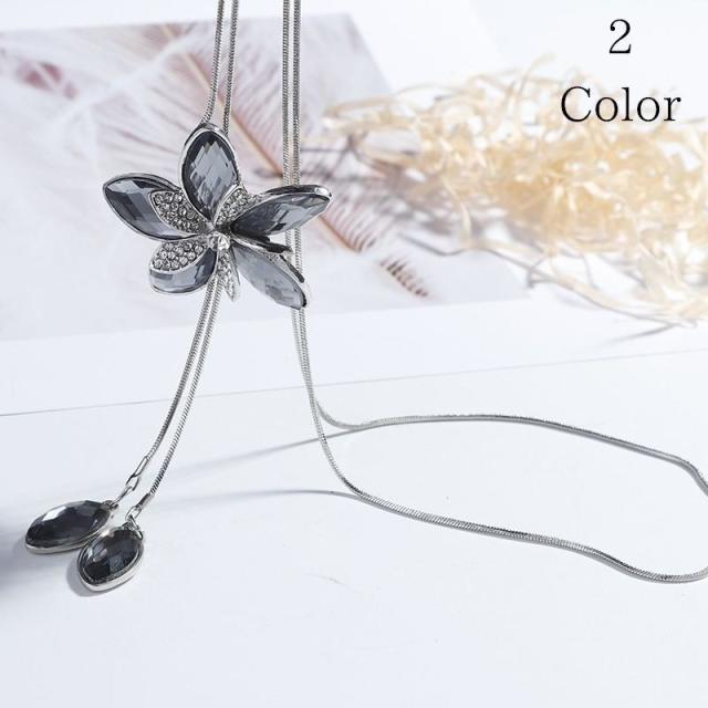 ロングネックレス フラワー 花モチーフ ラインストーン ストーン 上品 お洒落 アクセサリー プレゼント ご褒美 セレモニー レディースの通販はau Pay マーケット Doranika