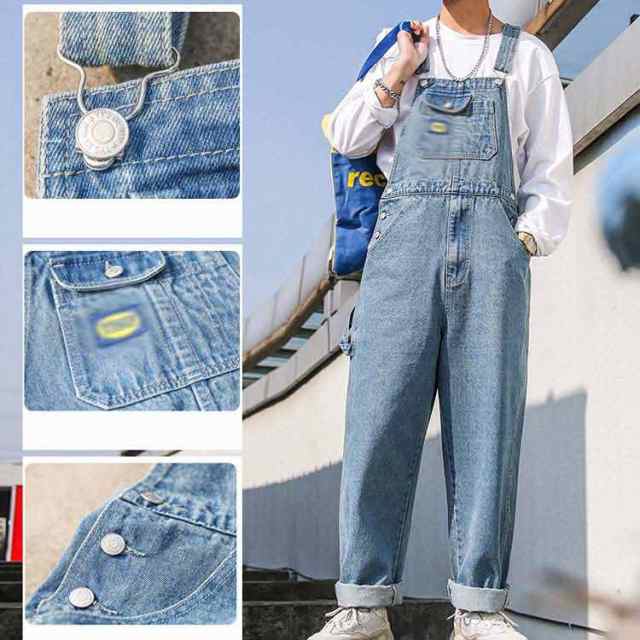 デニムオーバーオール メンズ 男女兼用 レディース オールインワン サロペット ジーンズ ロングパンツ ゆったり ワイドパンツ デニムの通販は