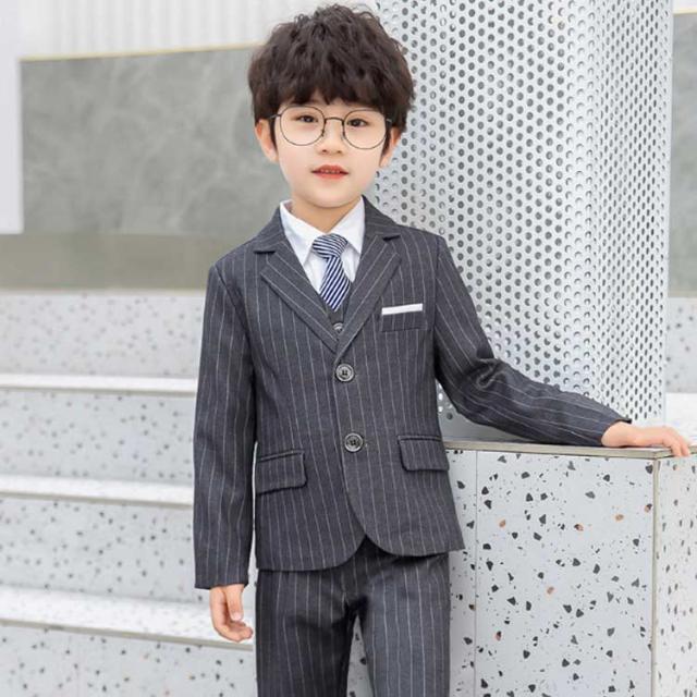 【良品】 スーツ ５点セット 男の子 160cm 黒 ストライプ 男の子スーツ 5点セット 子供スーツ ストライプ柄 スーツ フォーマル