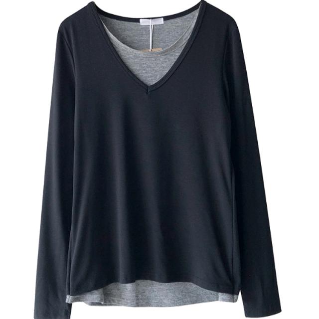 Tシャツ 長袖 ス レディース シンプル 重ね レイヤード風 ゆったり カジュアル Amazon | [ジア ジア] tシャツレディース長袖 重ね着風