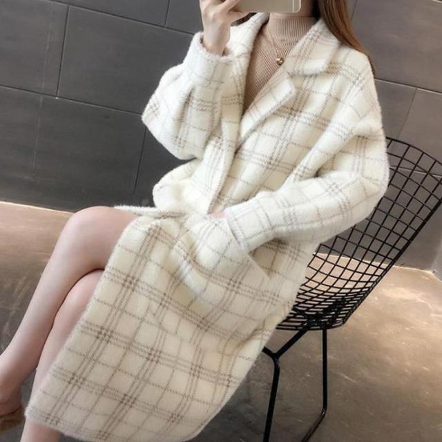 全6色×4サイズ！起毛素材 ロングコート ロングカーディガン レディース アウター コート コーディガン チェック柄 ニットカーディガン ロング丈 ふ 全6色×4サイズ！起毛素材 ロングコート ロングカーディガン