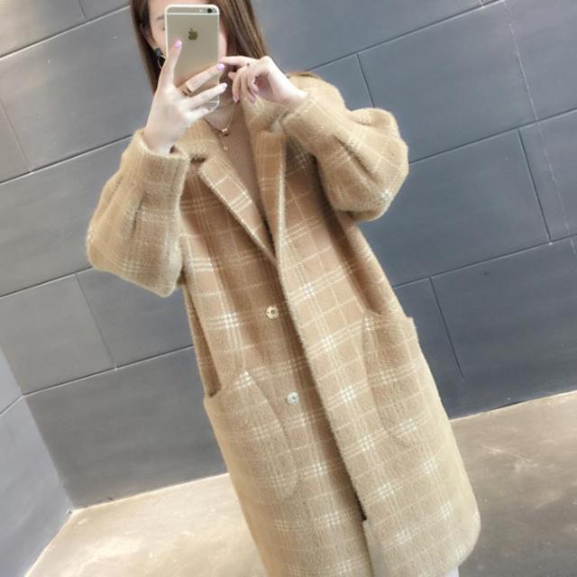 全6色×4サイズ！起毛素材 ロングコート ロングカーディガン レディース アウター コート コーディガン チェック柄 ニットカーディガン ロング丈 ふ 全6色×4サイズ！起毛素材 ロングコート ロングカーディガン