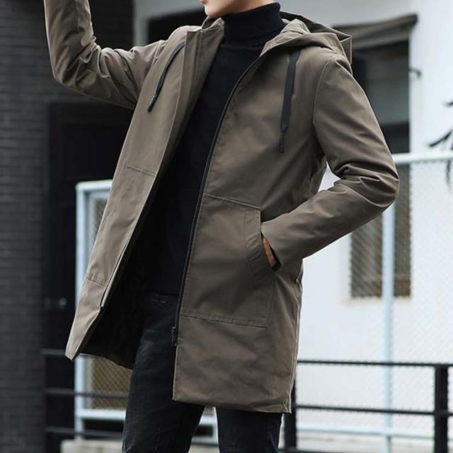 全3色×8サイズ！トレンチコート メンズ ミリタリーコート フード付き
