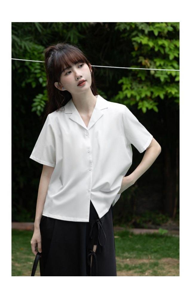 シャツ ブラウス レディース 半袖 トップス Vネック ワイシャツ とろみ パフスリーブ 夏服 ショート丈 ゆったり 着痩せ シャツブラウス ガールズ 可愛い トップス レディース 半袖 Vネック シフォン シャツ ブラウス