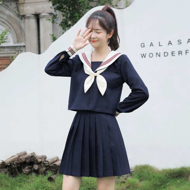 半袖/長袖 セーラー服 制服 3点セット コスプレ 上下セット