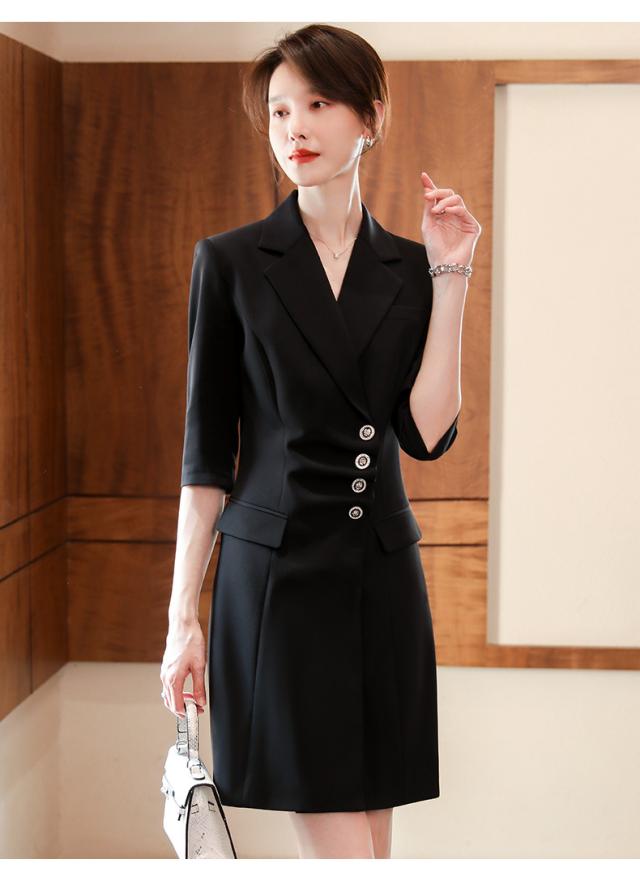 ワンピース レディース 夏 五分袖 スーツ フォーマル おしゃれ 膝丈 着痩せ キレイめ 無地 オフィス ビジネス OL 発表会 音楽会 演奏会 ワンピース レディース 夏 五分袖 スーツ フォーマル おしゃれ 膝丈