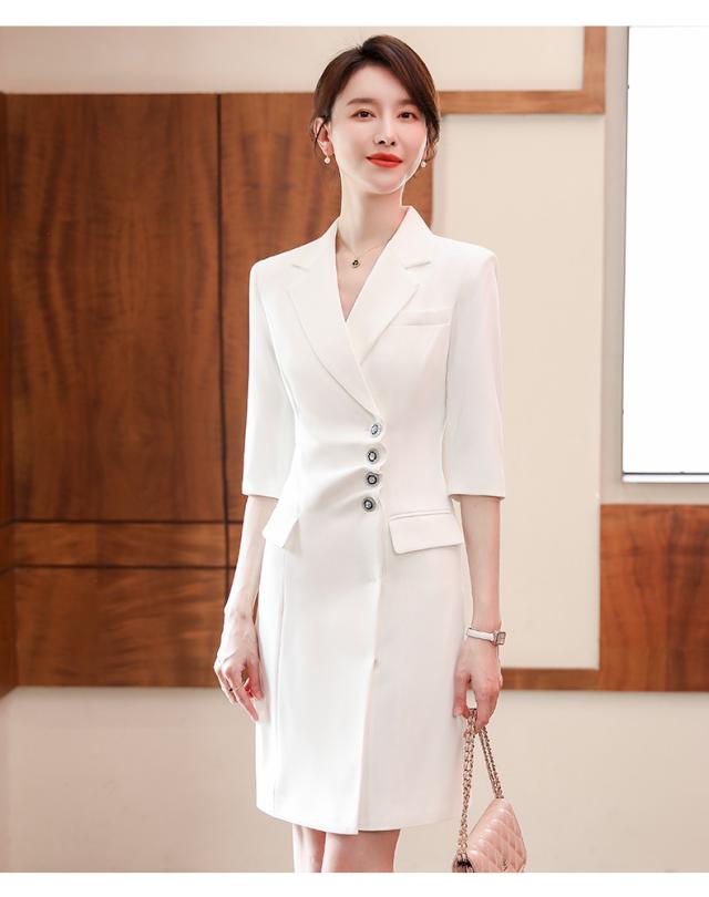 ワンピース レディース 夏 五分袖 スーツ フォーマル おしゃれ 膝丈