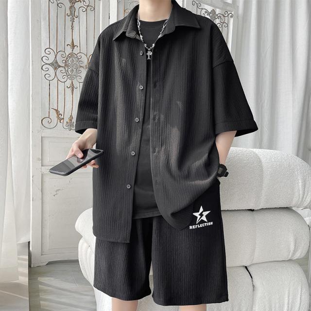 セットアップ メンズ 半袖 シャツ ハーフパンツ 夏 前開き 大きい