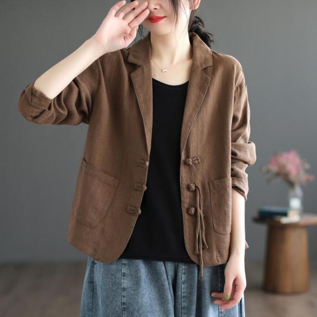 【極美品】　パラスパレス　綿麻　ショート　ジャケット 綿麻ライク 1ボタン7分袖ジャケット ベージュ(セットアップ可能