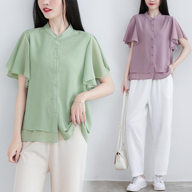 ブラウス レディース 半袖 夏 春 半袖tシャツ フリル フレア トップス カットソー 夏服 コットン オフィス おしゃれ 大きいサイズ ゆったり 快適 シャツ 楽天市場】ブラウス レディース 半袖 フリル袖 無地 トップス T