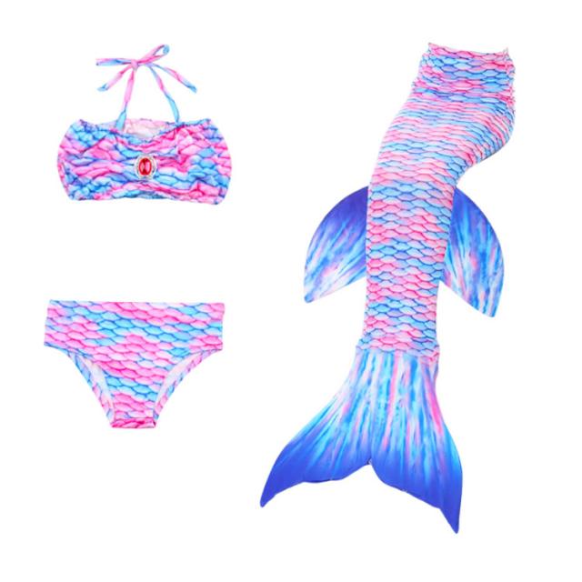尻尾付き 女の子 セパレート 水着 ビキニ 人魚 水着 3点セット