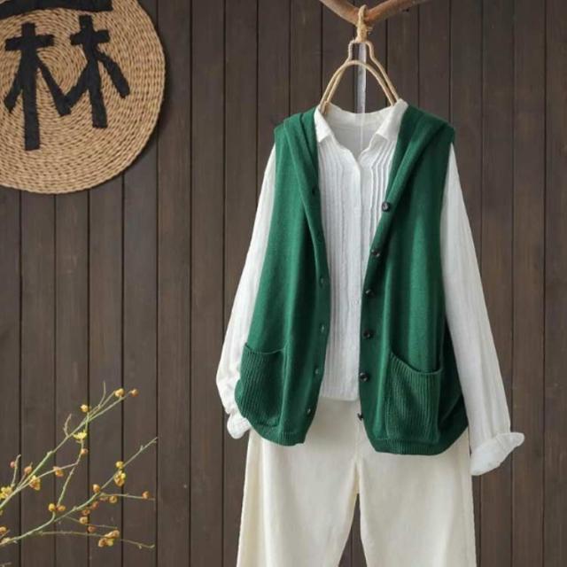 ニット ベスト レディース フード付き サマーベスト サマーニット