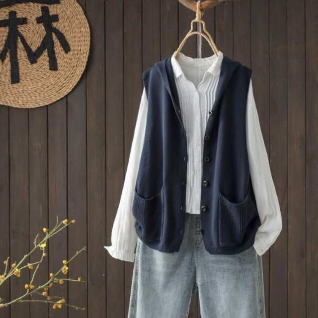 ニット ベスト レディース フード付き サマーベスト サマーニット