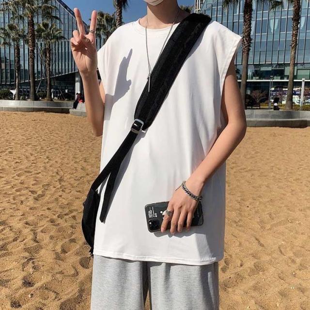 2点セット ノースリーブ Tシャツ メンズ 全12色 タンクトップ