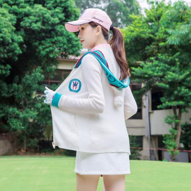 St ANDREWS レディース ニットパーカー フード付きセーター ゴルフ