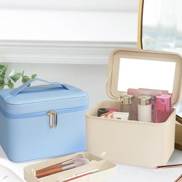 ボックス 2段 収納 鏡付き プロ用 コスメボックス 持ち運び 化粧箱