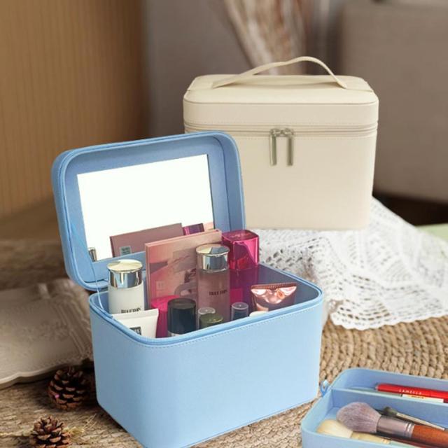 ボックス 2段 収納 鏡付き プロ用 コスメボックス 持ち運び 化粧箱