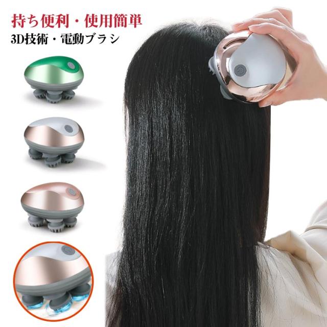 頭皮マッサージ 頭皮ブラシ ヘッドマッサージ ヘッドスパ 2点セット 頭皮ケア ミニマッサージ機 頭皮マッサージ ヘッド USB充電 IPX7防水