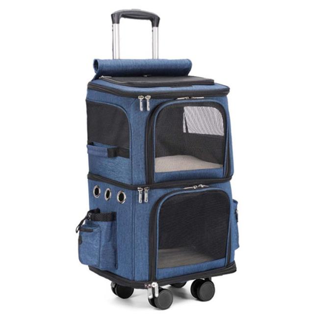 CHINSUKIDA 猫 2匹 リュック 分離可 キャリー 2層 ペット キャリーバッグ 小型犬 ソフトクレート 折りたたみ可 マッ 2段式 キャリーバッグ 360度回転 2層 小型犬 ペット 4輪 ペットキャリーバッグ 二層トロリーバッグ 猫 大容量 ペット 折りたたみ可 動物  安定性 2匹 リュック キャリーカート ペットバッグ キャリーリュック キャリーカート 通気性 散歩 旅行 通院 防災