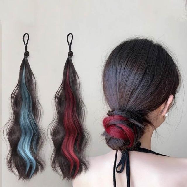 ヘアゴム グラデーション 全10色 エクステ カラフル ウェーブ