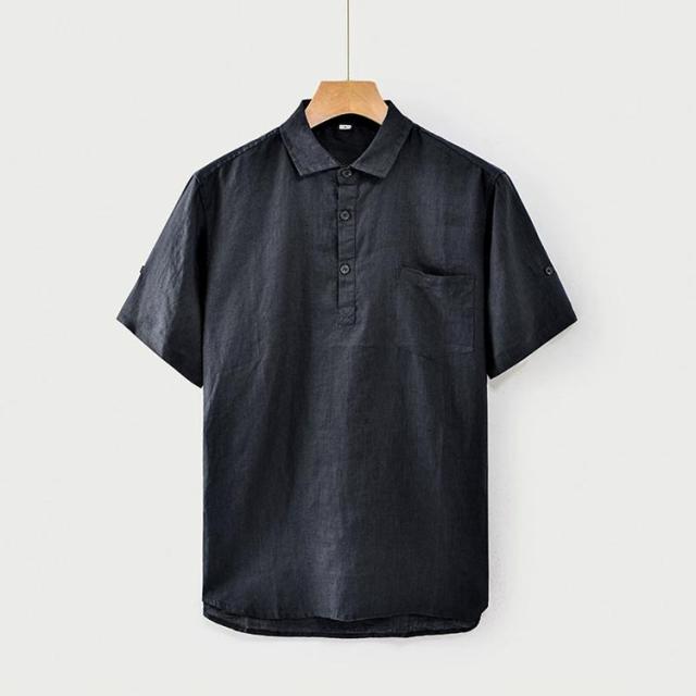 リネン　麻　通気性抜群　夏にピッタリ ゆったりとした　ワンピース　チュニック　大人可愛　落ち着く印象 通気性抜群 麻 リネン 半袖 シャツ 男性 メンズ 男性用 スリムフィット
