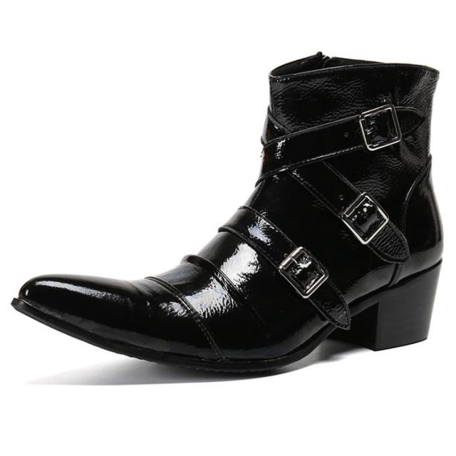 ステージ衣装 本革 ドレスブーツ 2種 渋谷系 ベルト ヒール ドレス