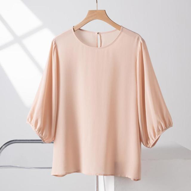 シルク シャツ プルオーバー ブラウス ブラウス 七分袖 シルク