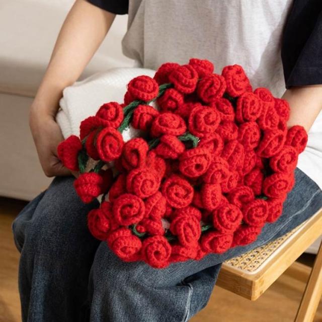 マルチカバー 直径60cm 手編み ニット製 かぎ針編み DIYキット 花束