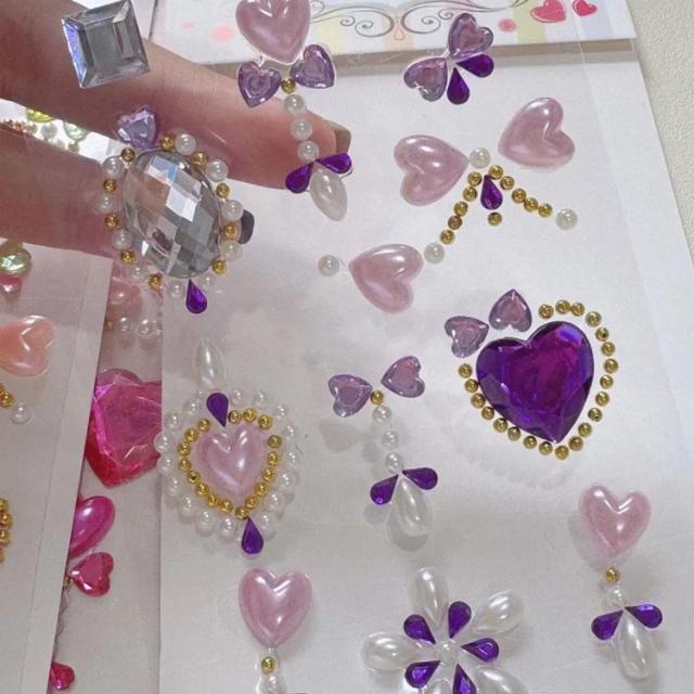 ジュエル ぷっくり立体シール 5枚セット キラキラシール 箔押し 5枚