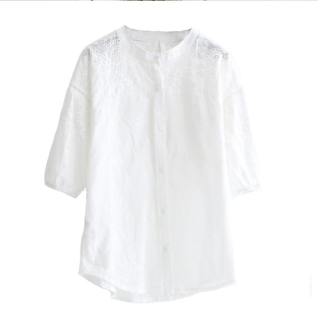 ブラウス トップス 花柄刺繍 透け チュニック シャツブラウス