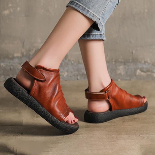 サンダル レディース 本革 シューズ レザーサンダル つま先開き