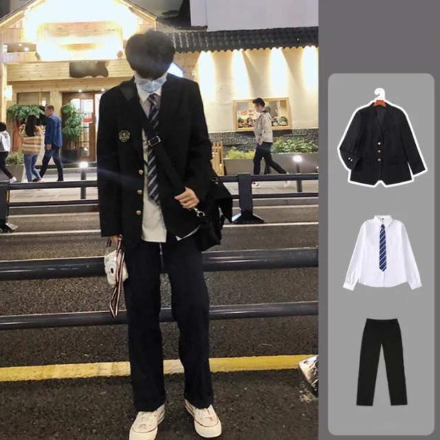 コスチューム 男子 上下セット 学生服 入学式 男子高生 スクールジャケット 通学 卒業式 学生 ブレザー 長袖 学生 スクールシャツ スーツ 学生服 紺 ブラック スクール制服 フォーマル 制服 男子高生 学校 高校生 ネクタイ 制服 中学 制服 4点セ_4