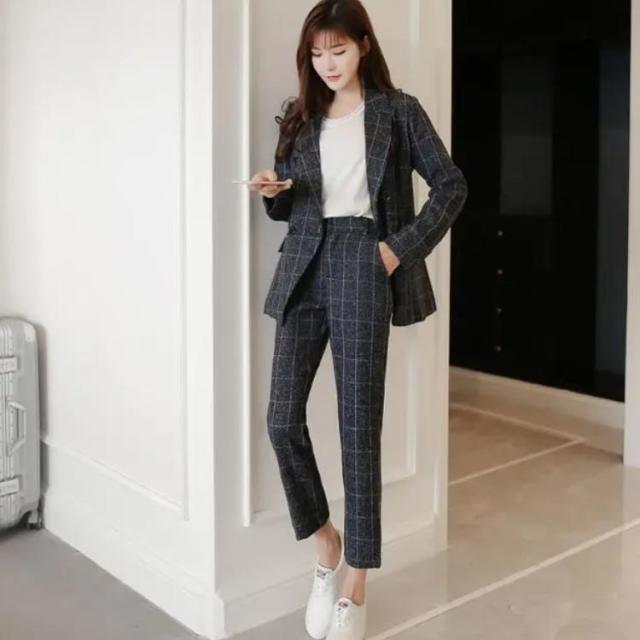 スーツ チェック柄 レディース パンツスーツ ジャケット チェック柄