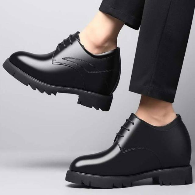 シークレットシューズ レースアップ シークレットシューズ 12cm フォーマルシューズ 背が高くなる靴 革靴 ビジネスシューズ 紳士靴 紐靴 レザーシューズ 結婚式 ドレスシューズ 歩きやすい 防滑 滑りにくい 黒 ブラック_2