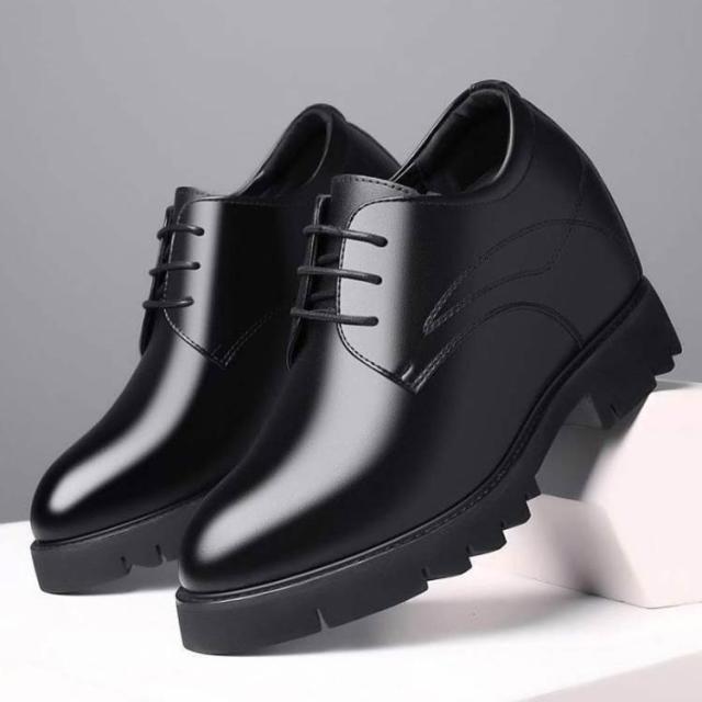 シークレットシューズ レースアップ シークレットシューズ 12cm フォーマルシューズ 背が高くなる靴 革靴 ビジネスシューズ 紳士靴 紐靴 レザーシューズ 結婚式 ドレスシューズ 歩きやすい 防滑 滑りにくい 黒 ブラック_3