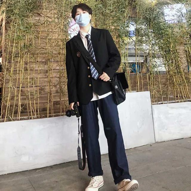男子 スクールブレザー 4点セット フォーマル 無地 ロングパンツ ブレザー 学生服 ネクタイ スクールシャツ フォーマル 男子高校制服 学生 高校生 中学 コート 男子高校制服 スーツ スーツ 学スクール 文化祭 入学式 卒業式 黒 紺 コスプレ 大きいサイズ_1