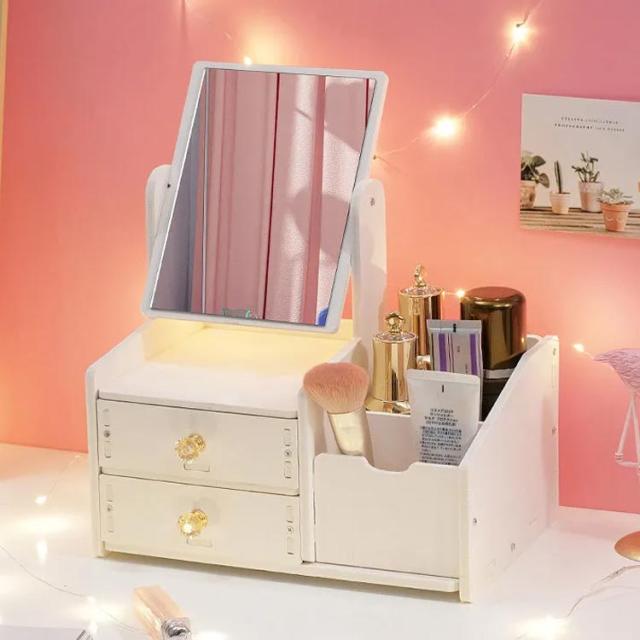 コスメワゴン　ボックス　小物収納　ドレッサー 　　薄い　ピンク コスメワゴン コスメボックス ドレッサー 鏡 大容量 キャスター