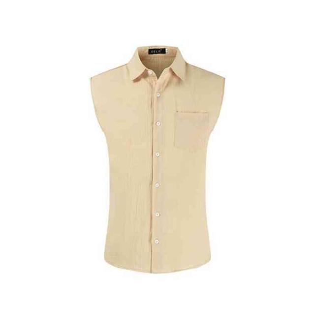 ETRE リネンシャツノースリーブベスト ベスト ノースリーブシャツ リネンシャツ 男性 夏服 涼しい