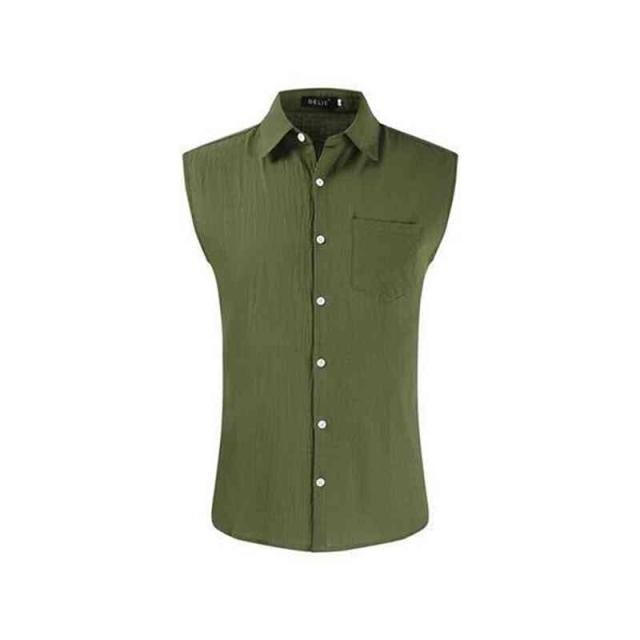 ETRE リネンシャツノースリーブベスト ベスト ノースリーブシャツ リネンシャツ 男性 夏服 涼しい