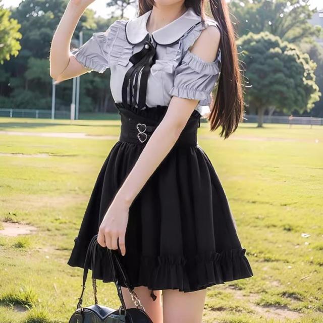 スカート 2点セット 参戦服 ミニスカート セットアップ 肩開き