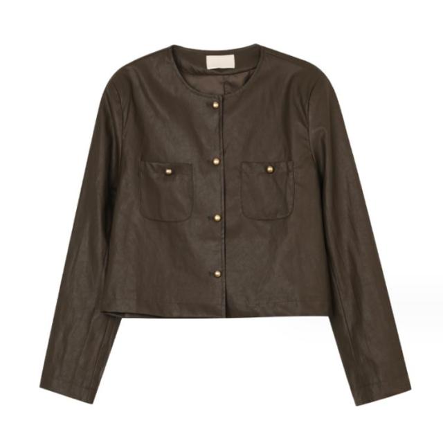 ノーカラージャケット レザージャケット レディース 革
