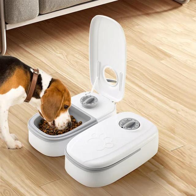 自動給餌器 タイマー式 オートペットフィーダー 2食分 多頭飼い 猫用 