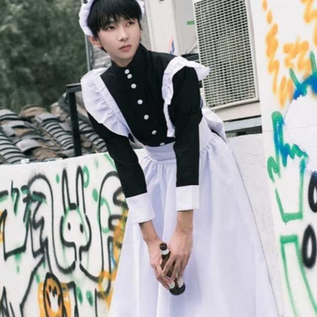 ハロウィン メイド コスプレ メイド服 4点セット メンズ レディース