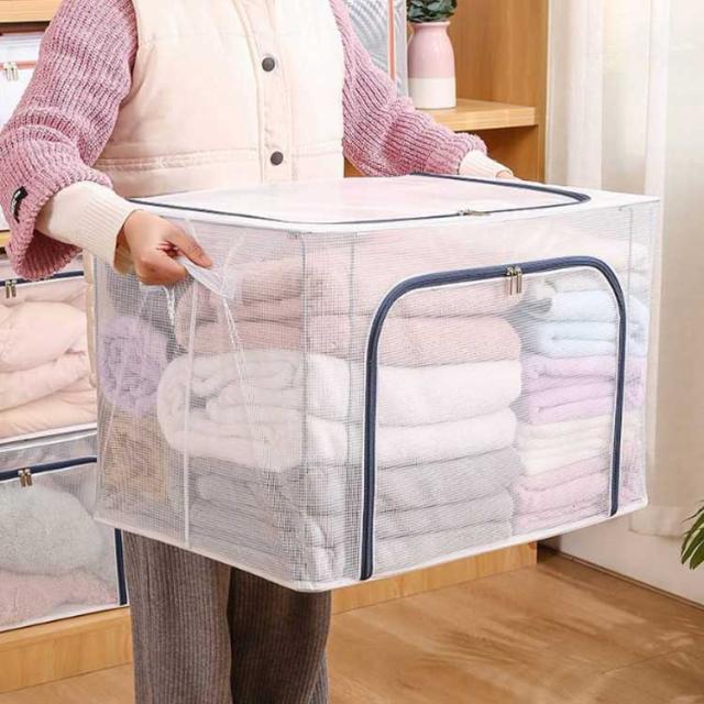 2個セット】衣類 収納ボックス 折りたたみ 大容量 66L 蓋付き